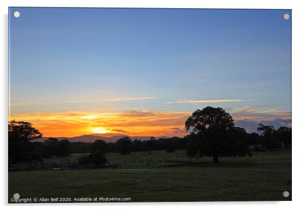 Sunrise over Clwydian Range Acrylic by Allan Bell