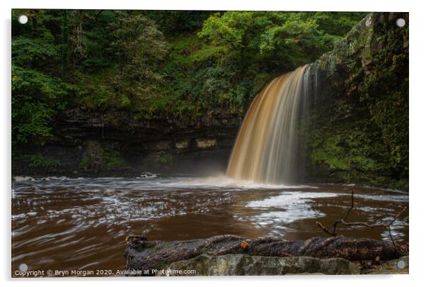 Sgwd Gwladys waterfall, the Lady waterfall Acrylic by Bryn Morgan