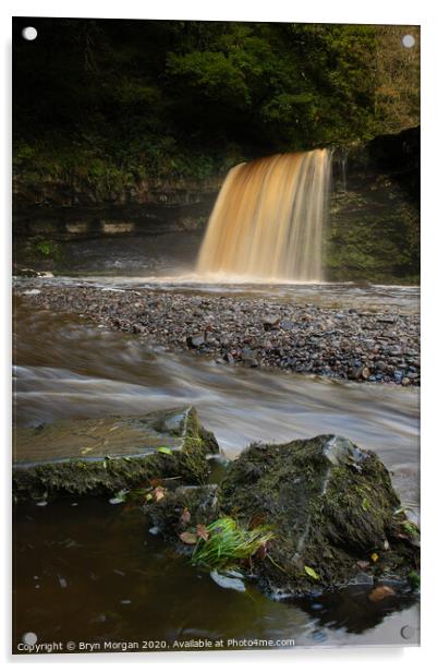 Sgwd Gwladys waterfall, the Lady waterfall Acrylic by Bryn Morgan
