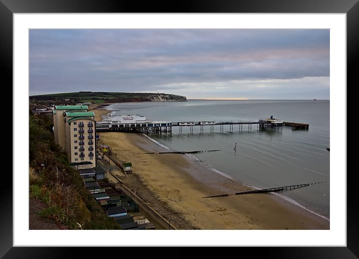 Cloudy Sunrise over Sandown Pier - Isle of Wight Framed Mounted Print by Jeremy Hayden