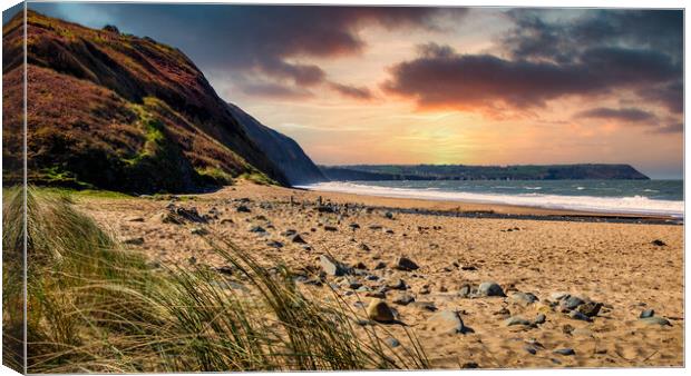 Penbryn Beach Sunset, Ceredigion, Wales, UK Canvas Print by Mark Llewellyn