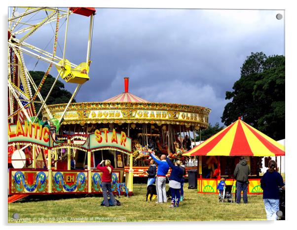 Summer funfair at country show. Acrylic by john hill