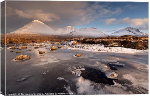 Isle of Skye Red Cuillin in Winter Scotland Canvas Print by Barbara Jones