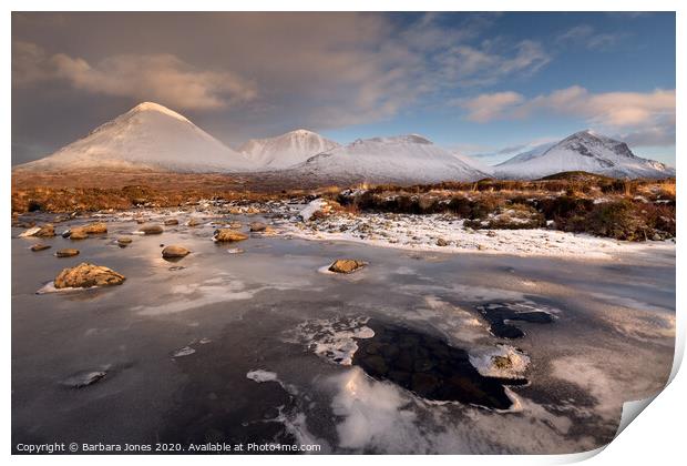Isle of Skye Red Cuillin in Winter Scotland Print by Barbara Jones
