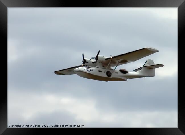 Consolidated  PBY Catalina Flying Boat at Southend on Sea, Essex. Framed Print by Peter Bolton