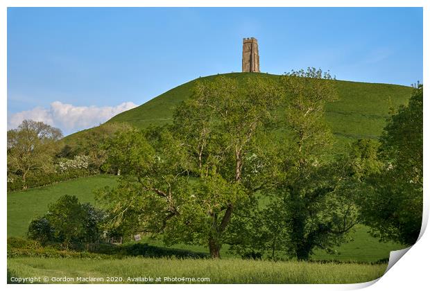 St Michaels Tower on Glastonbury Tor Print by Gordon Maclaren