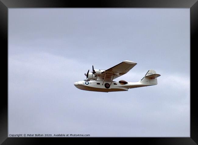 Consolidated  PBY Catalina Flying Boat over Essex, UK. Framed Print by Peter Bolton