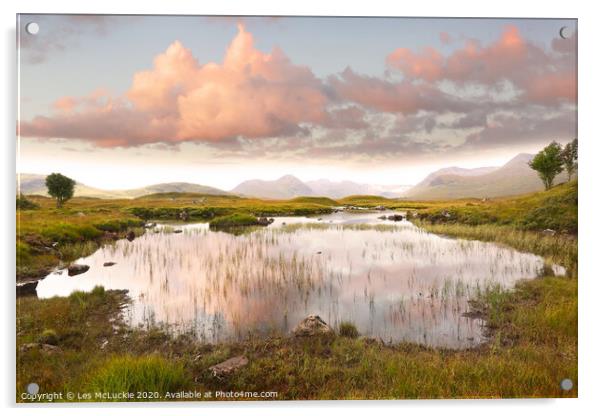 Majestic Reflections of Rannoch Moor Acrylic by Les McLuckie