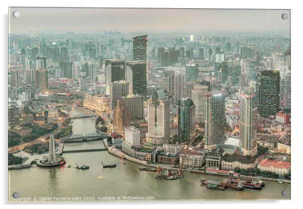Lujiazui District Aerial View, Shanghai, China Acrylic by Daniel Ferreira-Leite