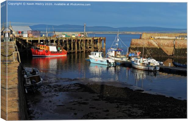 Fishing boats in Cromarty Harbour Canvas Print by Navin Mistry