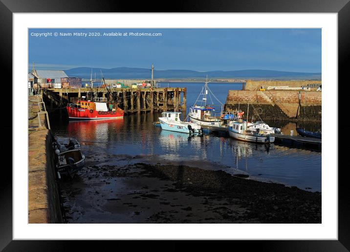 Fishing boats in Cromarty Harbour Framed Mounted Print by Navin Mistry