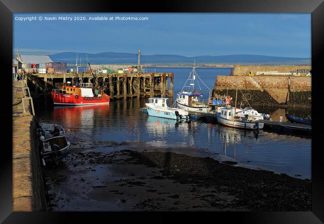 Fishing boats in Cromarty Harbour Framed Print by Navin Mistry
