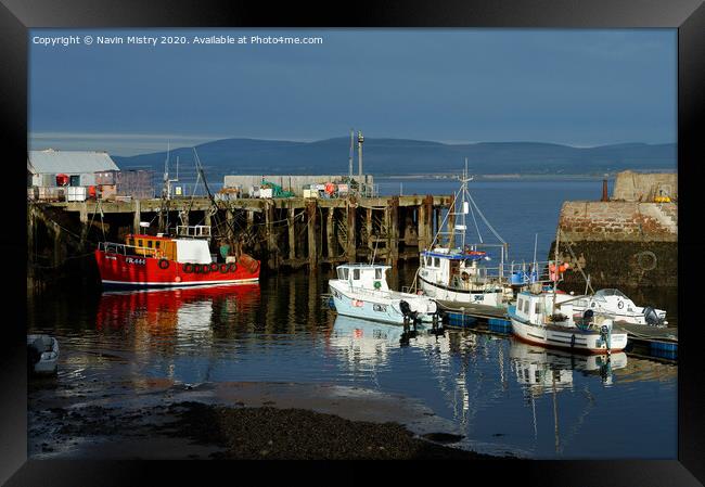 Fishing boats in Cromarty Harbour Framed Print by Navin Mistry