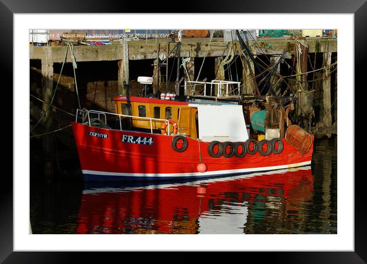 A red Fishing boat in Cromarty Harbour  Framed Mounted Print by Navin Mistry