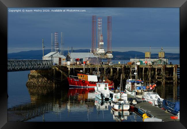 Fishing boats in Cromarty Harbour, Highland Region, Scotland Framed Print by Navin Mistry