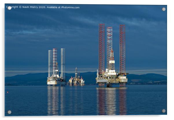 Drilling Rigs in the Cromarty Firth Acrylic by Navin Mistry