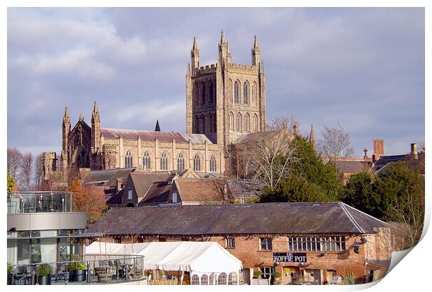 Hereford Cathedral Print by Catherine Joll