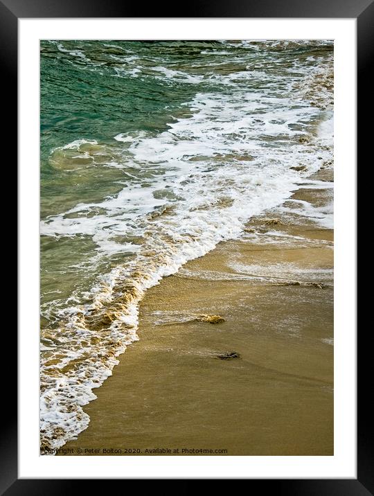 Tideline at Porthgwidden Beach, St. Ives, Cornwall, UK. Framed Mounted Print by Peter Bolton