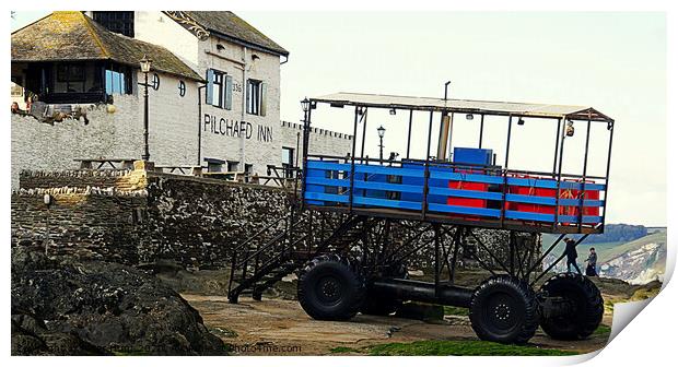 Burgh Island Sea Tractor Print by Peter F Hunt