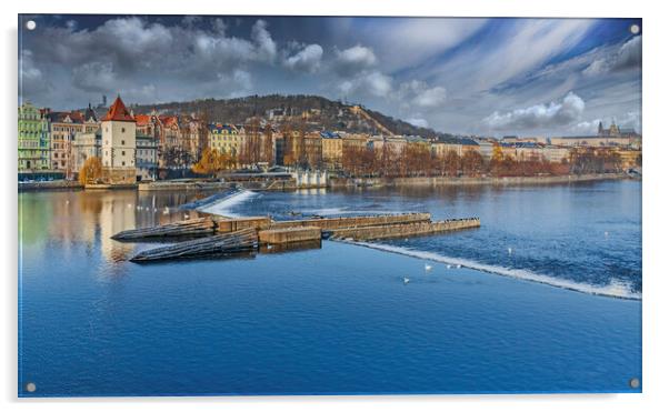 Sitkovsky Weir in Prague Acrylic by Dave Williams