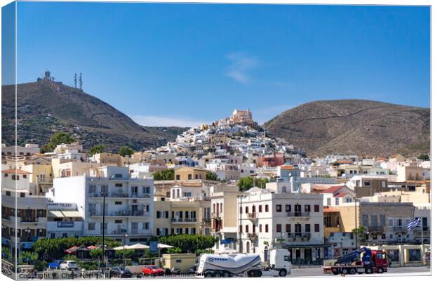 Ermoupolis on the island of Syros. Canvas Print by Chris North