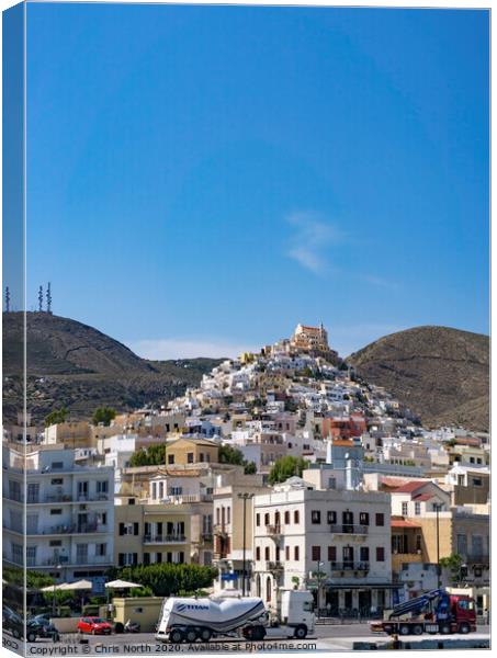 Ermoupolis on the island of Syros. Canvas Print by Chris North