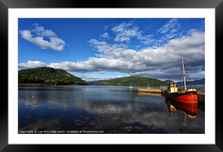 Serene Reflections of Inveraray Harbour Framed Mounted Print by Les McLuckie