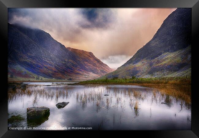 Majestic Glen Coe Mountains Framed Print by Les McLuckie