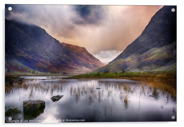 Majestic Glen Coe Mountains Acrylic by Les McLuckie