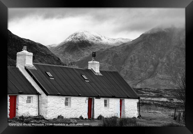 Stunning Blackrock Cottage in Monochrome Framed Print by Les McLuckie