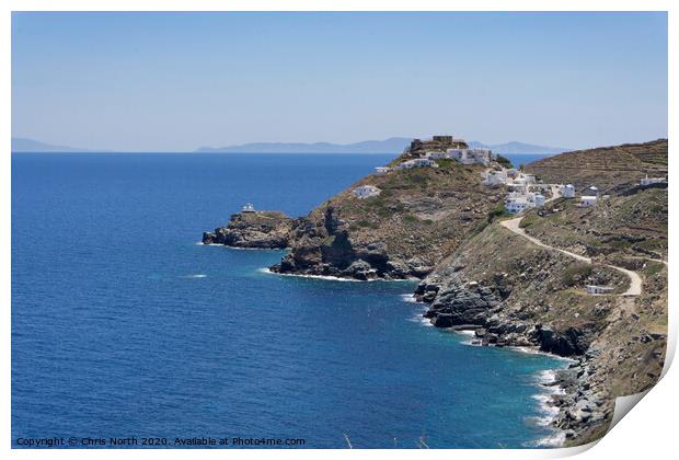 Village of Kastro on the island of Sifnos. Print by Chris North