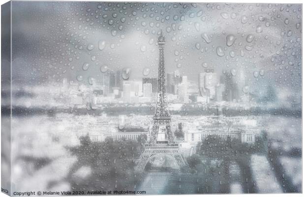PARIS SKYLINE Rainy Day | dreamy blue  Canvas Print by Melanie Viola