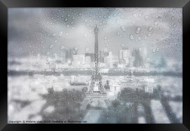 PARIS SKYLINE Rainy Day | dreamy blue  Framed Print by Melanie Viola
