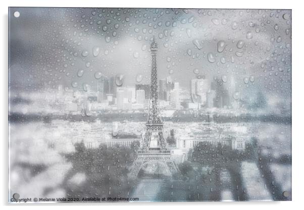 PARIS SKYLINE Rainy Day | dreamy blue  Acrylic by Melanie Viola