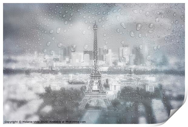 PARIS SKYLINE Rainy Day | dreamy blue  Print by Melanie Viola