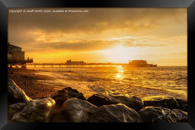 Sunrise at Worthing Pier Framed Print by Geoff Smith