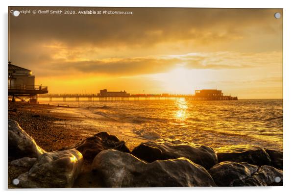 Sunrise at Worthing Pier Acrylic by Geoff Smith