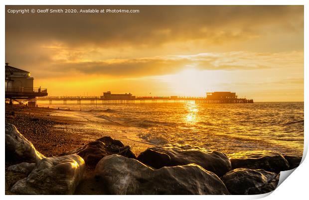 Sunrise at Worthing Pier Print by Geoff Smith