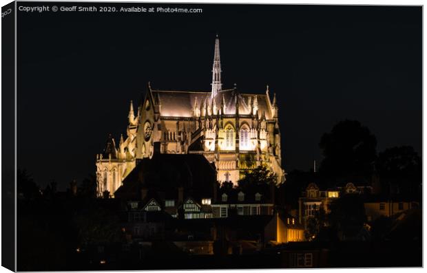 Arundel Cathedral at night Canvas Print by Geoff Smith