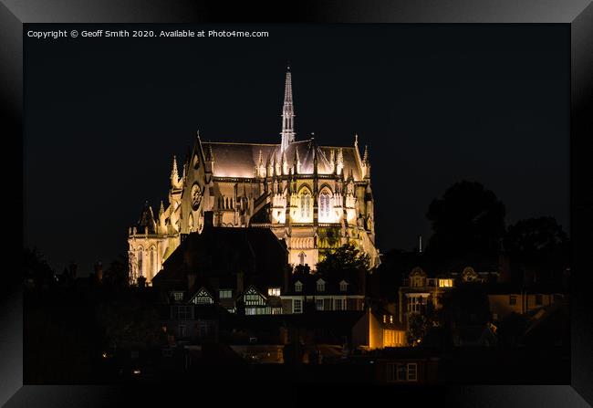 Arundel Cathedral at night Framed Print by Geoff Smith