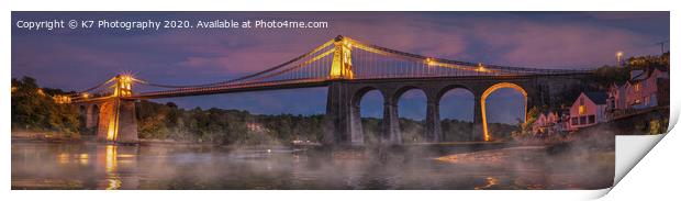 Menai Bridge Panorama Print by K7 Photography