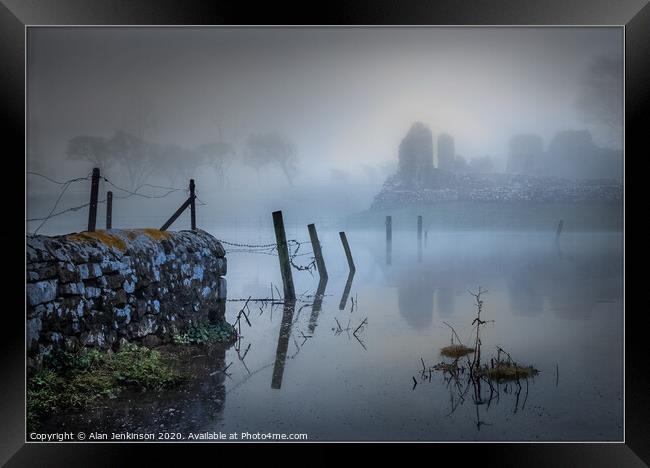 Ogmore Castle in the Mist Framed Print by Alan Jenkinson