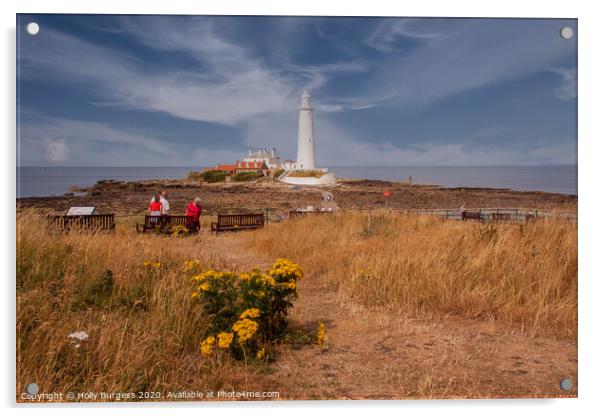 St Marys Light house, North of Whitley bay, Tyne and Wear  Acrylic by Holly Burgess