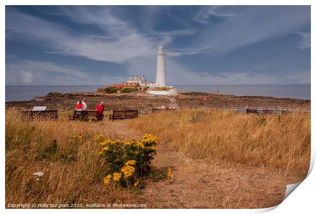 St Marys Light house, North of Whitley bay, Tyne and Wear  Print by Holly Burgess