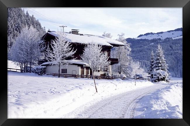 Ski Chalet in the Austrian Alps Framed Print by David Mather