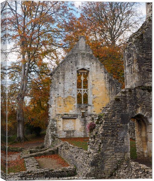 Minster Lovell Hall ruins in Autumn - Oxfordshire Canvas Print by Janet Carmichael