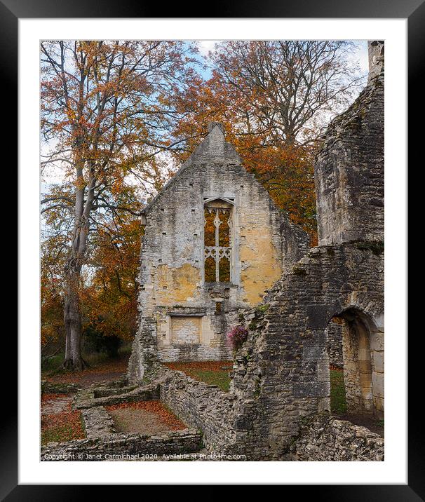Minster Lovell Hall ruins in Autumn - Oxfordshire Framed Mounted Print by Janet Carmichael