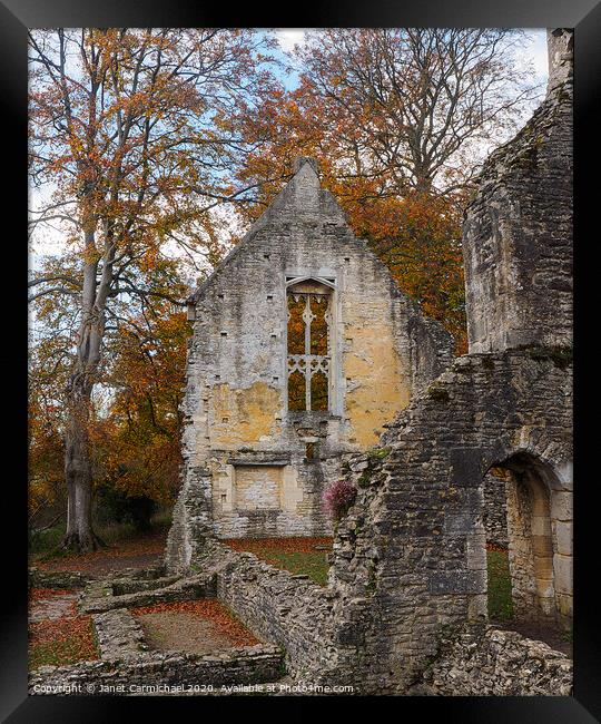 Minster Lovell Hall ruins in Autumn - Oxfordshire Framed Print by Janet Carmichael