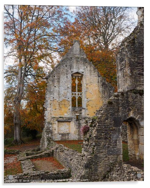 Minster Lovell Hall ruins in Autumn - Oxfordshire Acrylic by Janet Carmichael