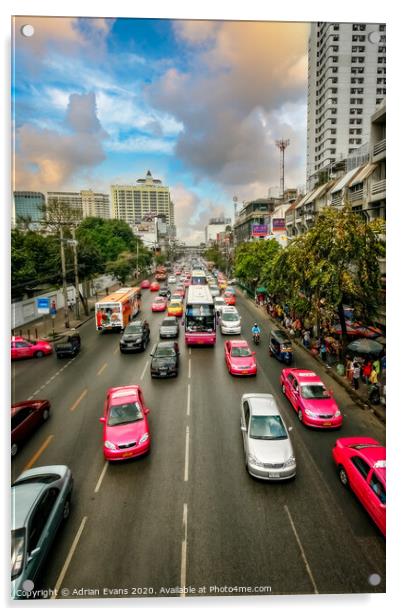 Bangkok Street View  Acrylic by Adrian Evans